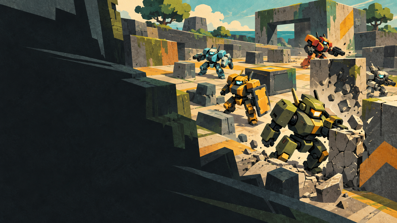 Partida de Mech Battle Masters X en una arena boscosa